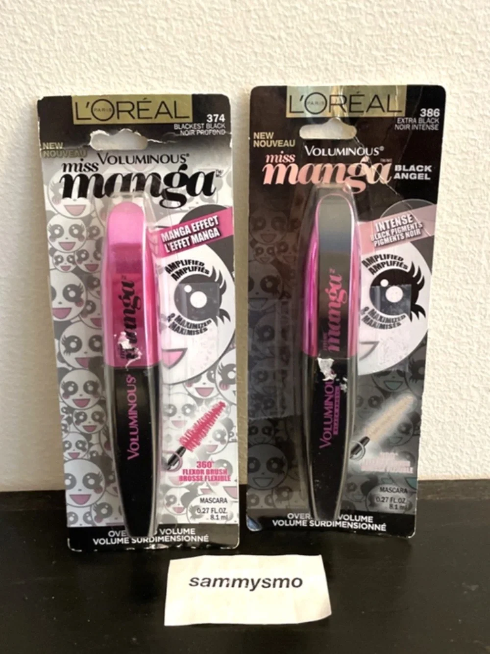 LOREAL VOLUMINOUS MISS MANGA Mascara 386 Black Extra black & 374 Blackest black